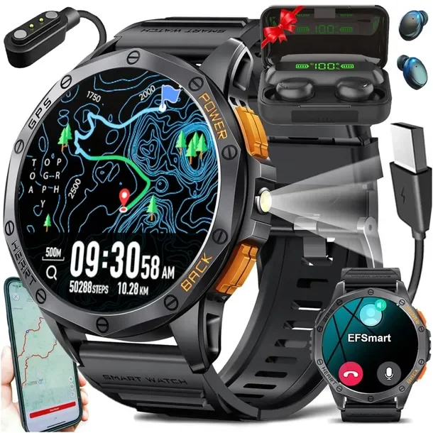 Smartwatch Męski Gps Menu Polskie Wodoodporny Rozmowy + Słuchawki Gratis