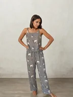 Piżamy damskie - Piżama z wiskozy w dzikie zwierzęta długa - miniaturka - grafika 1