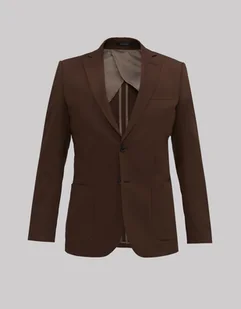 marynarka do zestawu briga brąz slim fit - Marynarki męskie - miniaturka - grafika 1