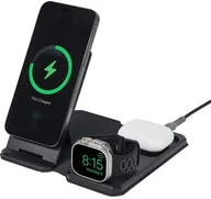 Ładowarki do telefonów - Urban Armor Gear Ładowarka indukcyjna UAG SRGE 3w1, 15W dla iPhone z MagSafe / Apple Watch / AirPods + pokrowiec, czarna - miniaturka - grafika 1