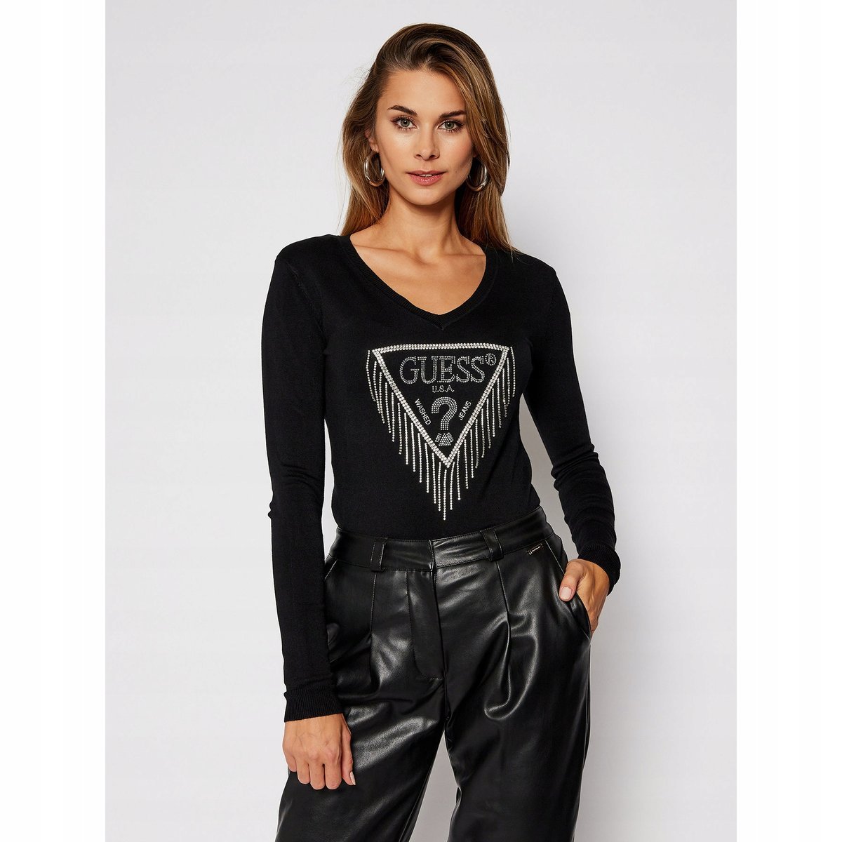 GUESS SWETER CZARNY KLASYCZNY LOGO XS 2Z1D6_A* XS 12Z1