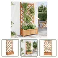 Donice - The Living Store Donica z trejażem - brązowa - lite drewno jodłowe - Skrzynia Na Rośliny - miniaturka - grafika 1