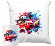 Gadżety dla niej i dla niego - ZESTAW PODUSZKA + KUBEK Zygzak McQueen Auta Dla Miłośnika Pomysł Na Prezent - miniaturka - grafika 1