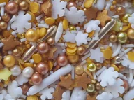 Dodatki do ciast w proszku - Posypka Święta Boże Narodzenie Mix  Biało-Złoty 25G - miniaturka - grafika 1