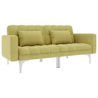 Sofy i kanapy - vidaXL Sofa rozkładana, zielona, tapicerowana tkaniną vidaXL - miniaturka - grafika 1