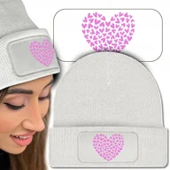 Czapki damskie - Zimowa Wygodna Czapka Biała HEART SWEET Mix Wzory - miniaturka - grafika 1
