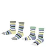 Skarpetki damskie - ESPRIT Unisex dziecięce skarpety Multi Stripe, dwupak, bawełna biologiczna, niebiesko-szare, wiele innych kolorów, wzmocnione skarpety dziecięce ze wzorem, oddychające, kolorowe paski, w opakowaniu - miniaturka - grafika 1