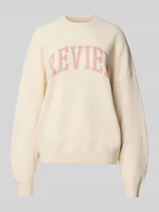 Sweter z dzianiny o kroju oversized z okrągłym dekoltem - Swetry damskie Sweter z dzianiny o kroju oversized z okrągłym dekoltem - Swetry damskie - miniaturka - grafika 1