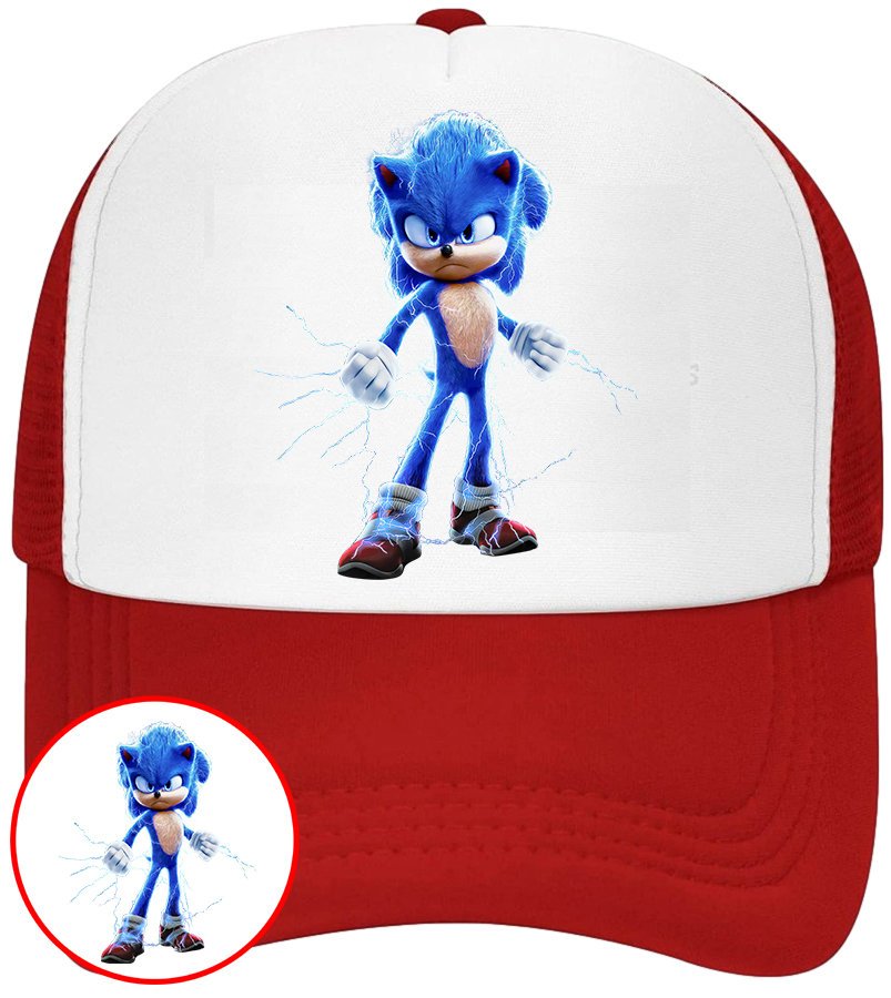 CZAPKA Z DASZKIEM SONIC DLA DZIECI NA LATO SIATKA CZERWONA BEJSBOLÓWKA
