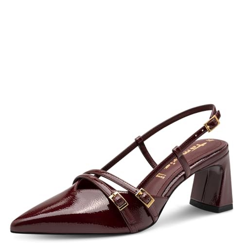 Tamaris Damskie czółenka Sling 1-29660-45, Merlot Patent, 37 EU, Merlot Patent, 37 EU