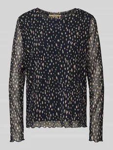 Bluzka z siateczki z długim rękawem i okrągłym dekoltem - Bluzki damskie - miniaturka - grafika 1