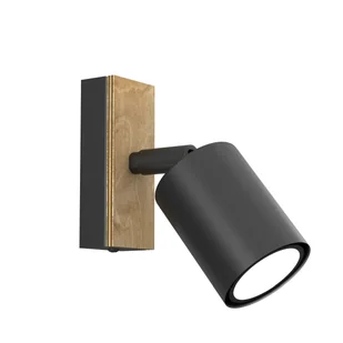 Czarny kinkiet z drewnianym zdobieniem LX 1646 z serii TULON - Lampy ścienne - miniaturka - grafika 1