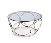 Ławy i stoliki kawowe - Stolik kawowy Deyn srebrny, szkło - - miniaturka - grafika 1