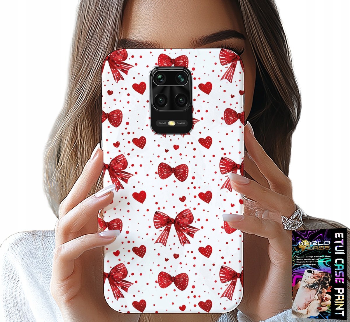 ETUI DO XIAOMI NOTE 9 PRO / 9S - CZERWONE WSTĄŻKI WSTĄŻKA MODNE WZORY