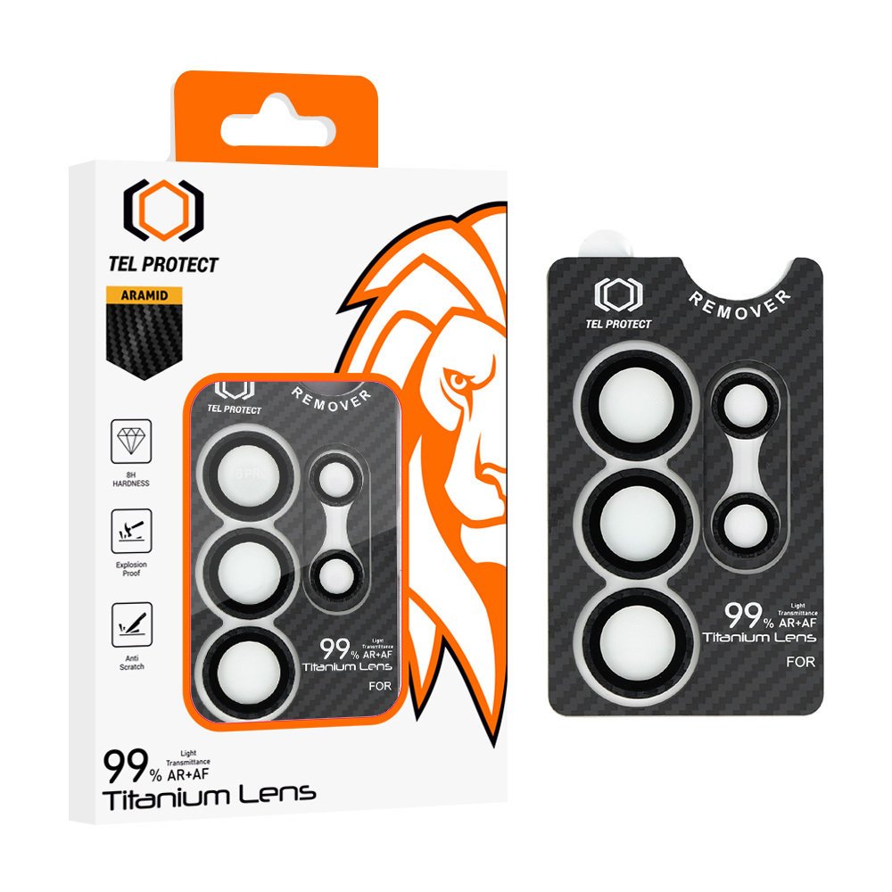 Hartowane szkło Tel Protect Titanium Lens 99% AR Aramid Series na aparat do Samsung Galaxy S25 Ultra (obiektyw 5 sztuk)