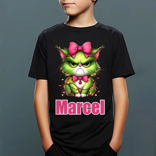 Zielony, wściekły świąteczny kot - koszulka dziecięca - Koszulki dla chłopców Zielony, wściekły świąteczny kot - koszulka dziecięca - Koszulki dla chłopców - miniaturka - grafika 1