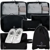 Akcesoria podróżnicze - organizery do walizki podróżne czarne 7 sztuk - miniaturka - grafika 1