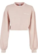 Bluzy damskie - Urban Classics Panie Cropped Small Embroidery Terry Crewneck Bluza Damska, Różowy (Pink), 3XL - miniaturka - grafika 1