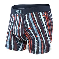 Majtki męskie - Bokserki męskie wygodne SAXX ULTRA Boxer Brief Fly fantazyjne linie - czarne - miniaturka - grafika 1