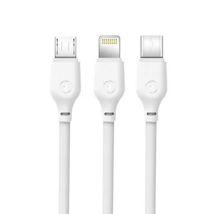 Xo Kabel NB103 3w1 (8-pin/micro/typ-C) biały 1m - Kable USB - miniaturka - grafika 2