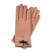 Rękawiczki - Damskie rękawiczki z kokardką - miniaturka - grafika 1