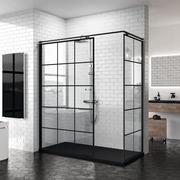 Kabiny prysznicowe - Novellini Kuadra H Squares Kabina prysznicowa walk-in 117-120x200 cm szkło przezroczyste kwadraty, profile czarne matowe KUADH120-81H - miniaturka - grafika 1