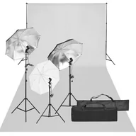 Lampy studyjne - vidaXL Fotograficzny zestaw studyjny z lampami i tłem - miniaturka - grafika 1