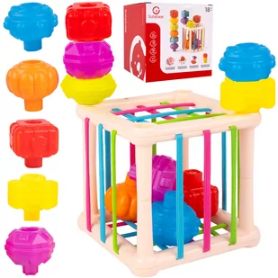 Kostka Sensoryczna Edukacyjna Sorter Elastyczny Kształty Grzechotki - Zabawki interaktywne dla dzieci - miniaturka - grafika 1