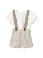 Spodenki damskie - Mayoral Komplet koszula i szorty materiałowe 1215 Beżowy Regular Fit - miniaturka - grafika 1