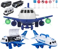 Samoloty i helikoptery - Samolot Interaktywny Policyjny Led Z Napędem + Samochody U517 - miniaturka - grafika 1