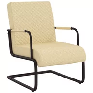 Fotele - vidaXL Lumarko Krzesło wspornikowe, kremowe, obite sztuczną skórą! 325782 - miniaturka - grafika 1
