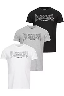 Lonsdale Męski t-shirt o regularnym kroju 3-pak BEANLEY, czarny/biały/szary (Marl Grey), L 117435 - Koszulki męskie - miniaturka - grafika 1