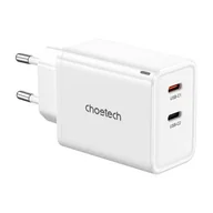 Ładowarki do telefonów - Ładowarka sieciowa Choetech PD6013, GaN, 2x USB-C, PD65W (biała) - miniaturka - grafika 1
