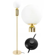 Lampy stojące - Lampa Stojąca Podłogowa Złota Biały Klosz - miniaturka - grafika 1
