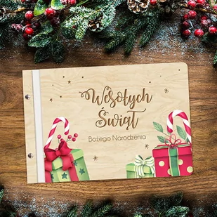 Album Na Zdjęcia  Prezent Na Święta Album Rodzinny Wyklejany Z Czarnymi Kartami Z Grawerem W Drewnianej Oprawie Prezenty Świąteczne - Albumy fotograficzne - miniaturka - grafika 2