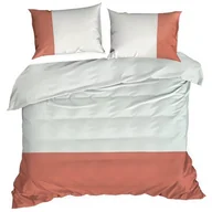 Pościel - Pościel bawełniana 160x200 Nova D biała ceglasta dwukolorowa z ozdobną lamówką Eurofirany - miniaturka - grafika 1