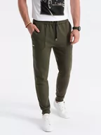 Spodnie męskie - Spodnie męskie dresowe joggery - oliwkowe V2 OM-PASK-22FW-008 - miniaturka - grafika 1