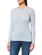 Koszulki i topy damskie - Salewa damskie bluzki z solidnym logo Dry W L/S bluzki i T-shirty, niebieski, 48/42 - miniaturka - grafika 1