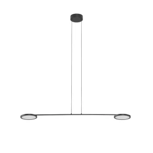 Wisząca lampa Vialto 2 w czarnym kolorze z płaskimi kloszami LED - Oprawy, klosze i abażury - miniaturka - grafika 1