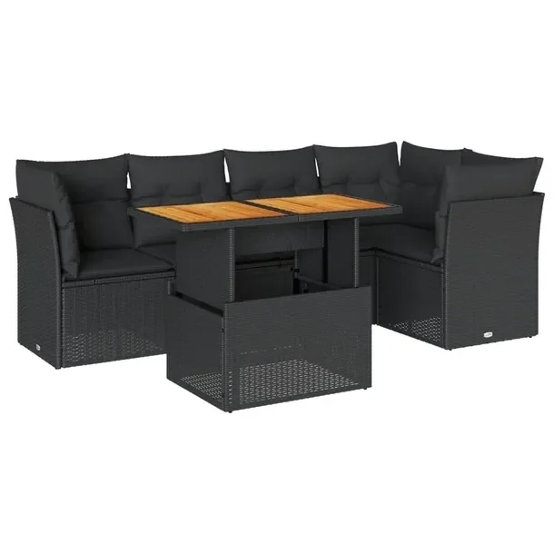 Zestaw mebli ogrodowych z rattanem PE, czarny, wymiary: 62x62x69 cm, 55x62x