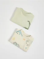 Bluzki dla niemowląt - Reserved - Bawełniany longsleeve 2 pack - kremowy - miniaturka - grafika 1