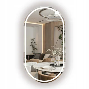 LUSTRO OWALNE ŁAZIENKOWE LED 75x40 CM - BEZ RAMY SZLIFOWANE - Lustra - miniaturka - grafika 1