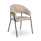 Krzesła - Krzesło Sztruksowe Tapicerowane Loftowe Do Salonu Jadalni Beżowe TINKA - miniaturka - grafika 1