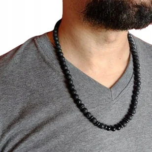 AMULET Ochronny Czarny TURMALIN Naszyjnik MĘSKI Lawa Wulkan. Kamienie 60cm/GiovanniDivine - Bransoletki - miniaturka - grafika 1