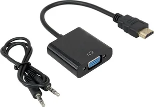 Lanberg Adapter HDMI-AM do VGA + Audio na kablu Lanberg AD-0017-BK Uniwersalny - Złącza, przejściówki, adaptery - miniaturka - grafika 1