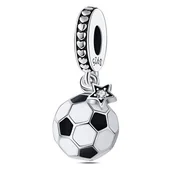 Wisiorki - Zawieszka Charms SREBRO 925 Koralik Piłka nożna z gwiazdką - miniaturka - grafika 1