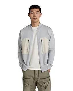 Koszulki męskie - G-STAR RAW Męski T-shirt Tweeter Bomber Zip Ls, szary (magnez D136-1328), XS - grafika 1