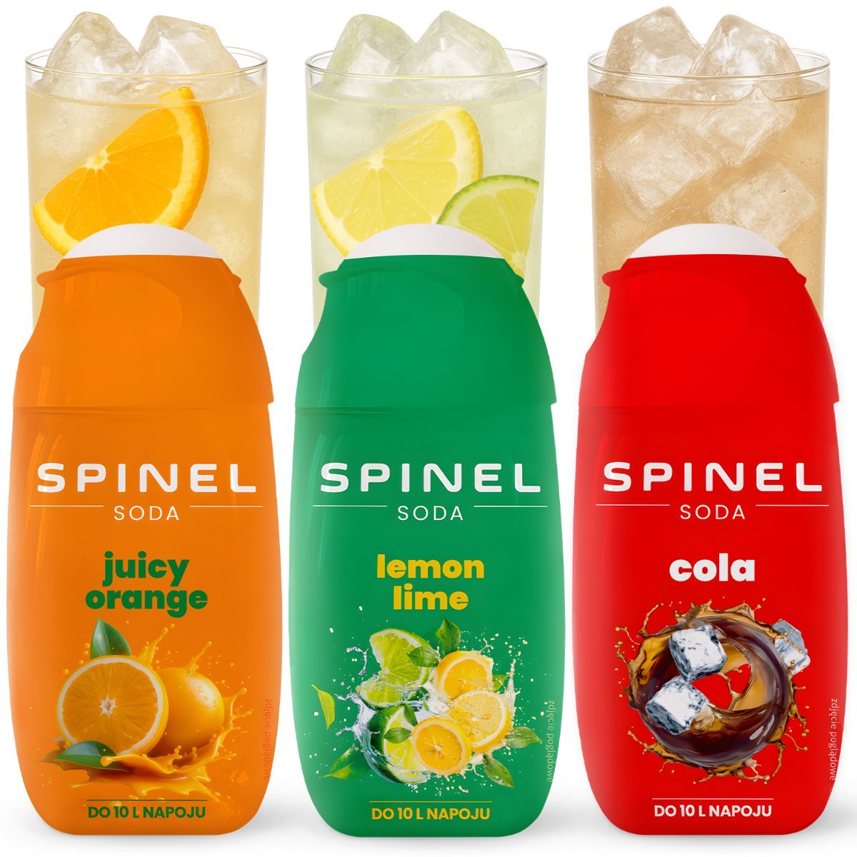 3x SYROP SPINEL SODA DO SATURATORA CYTRYNA-LIMONKA POMARAŃCZA COLA DO 10L