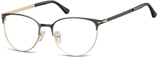 Sunoptic Okulary oprawki korekcyjne kocie oczy zerówki 914B złoto-czarne - Okulary korekcyjne, oprawki, szkła - miniaturka - grafika 1