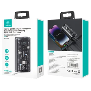 USAMS Powerbank 9000mAh PD 20W QC3.0+PD Dual-Port Fast Charge czarny/black 10KCD18901(US-CD189) - Powerbanki - miniaturka - grafika 13